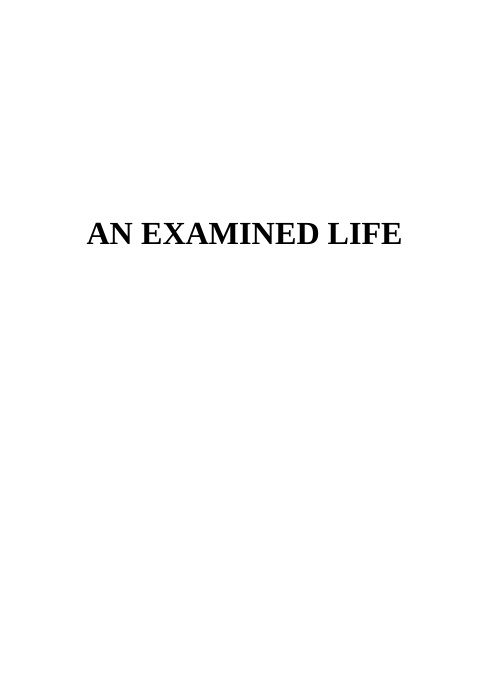 An Examined Life - English cover